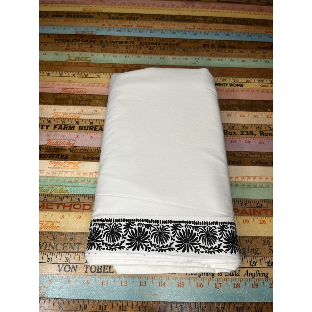Opalhouse Jungalow Black Dahlias Floral QUEEN Flat Sheet ONLY Cotton Percale